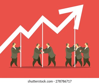 business concept business team raised the level of the boom
