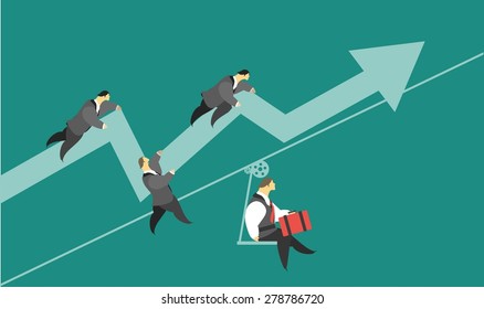 business concept business team raised the level of the boom