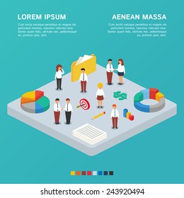 Business concept, business team. Vector illustration, isometric style