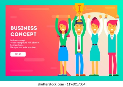 Business concept. Business team - winner. Vector illustration