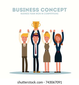 Business concept. Business team - winner. Vector illustration