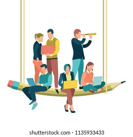 Business concept. Team work. Creative people. Vector illustration