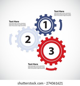 Business Concept / Teamwork - 3 Gearwheels with Arrows, Vector Infographic