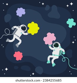 Business Concept Teamwork Flat People In Space. 