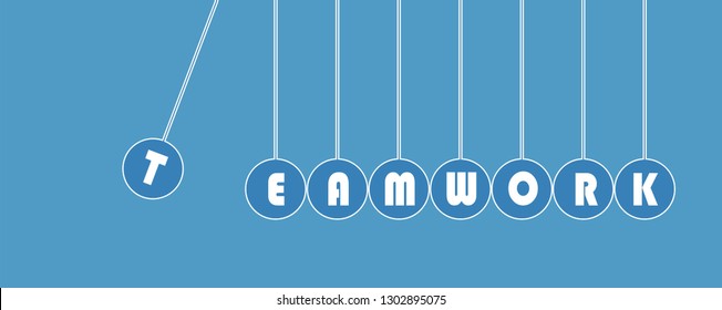 Business Concept Teamwork For The Organization And Company,copy Space With Momentum Icon Isolated On Blue Background