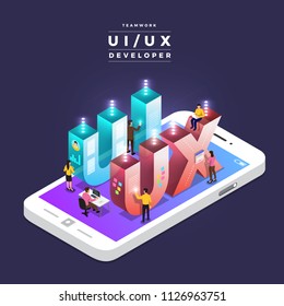 Business concept teamwork of peoples working UI / UX Development. Vector illustrations.