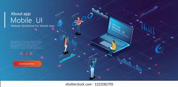 Business concept teamwork of peoples working UI / UX Development. Vector illustrations.