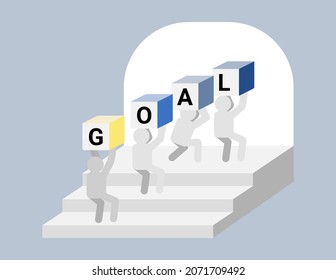 Business concept, Teamwork run to their businesses goal, Can used for web banner, infographics, landing page, web template. Flat vector illustration