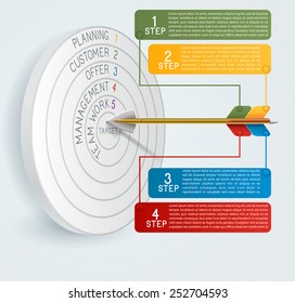 Business concept template Business target reaching idea with arrow. Can be used for education, banner, template, diagram. EPS 10 contains transparency