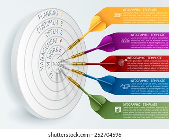 Business concept template Business target reaching idea with dart. Can be used for education, banner, template, diagram. EPS 10 contains transparency