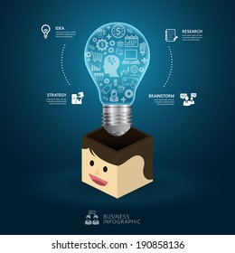 Business Concept thinking business Modern Design with bulb infographic template 