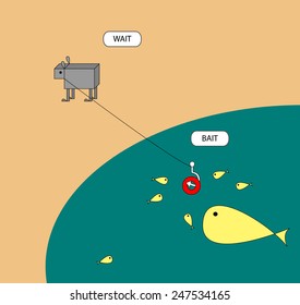 Business concept. Throw the bait and wait