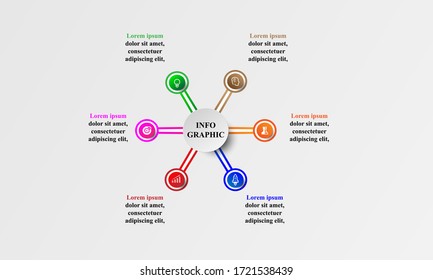 business concept timeline. Infograph template, realistic paper 6 steps infographic, vector banner can be used for workflow layout, diagram,presentation, education or any number option.