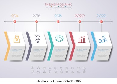 business concept timeline. Infograph template, realistic paper 5 steps infographic, vector banner can be used for workflow layout, diagram,presentation, education or any number option.