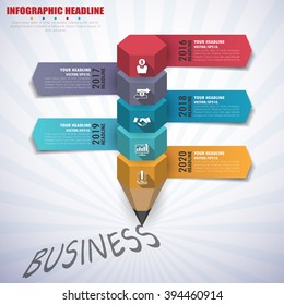 business concept timeline. Infograph template, realistic paper 5 steps infographic, vector banner can be used for workflow layout, diagram,presentation, education or any number option.