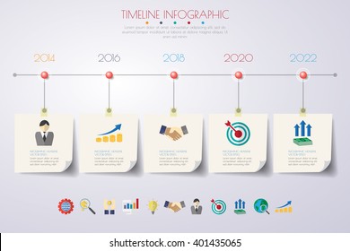 business concept timeline  Infograph template  realistic paper 5 steps infographic  vector banner can be used for workflow layout  diagram presentation  education any number option 
