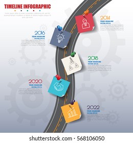 business concept timeline. Infograph template, realistic paper 5 steps infographic, vector banner can be used for workflow layout, diagram,presentation, education or any number option.