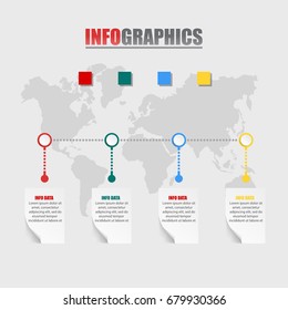 Business concept timeline. Infograph template, realistic paper 4 steps infographic, vector banner can be used for workflow layout, diagram,presentation, education or any number option.