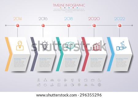 business concept timeline. Infograph template, realistic paper 5 steps infographic, vector banner can be used for workflow layout, diagram,presentation, education or any number option.