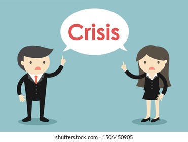 Business concept, Two bosses are talking about crisis. Vector illustration.