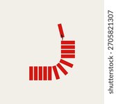 Business concept vector illustration of building a business, career development and steady growth. Silhouette of a woman placing a block on a high, curving tower of red bricks.