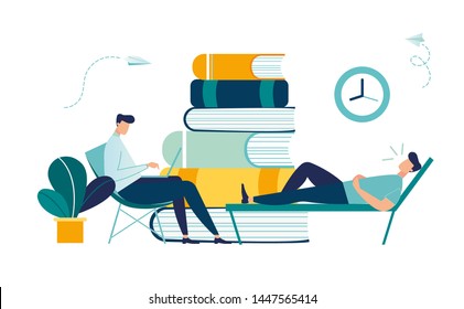 Business Concept Vector Illustration Of A Businessman Having Therapy With A Psychologist