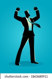 Business concept vector illustration of a businessman standing in vigourous pose. Spirit, determination concept