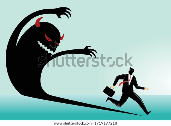 Business Concept Vector Illustration Businessman Fear Stock Vector ...