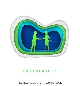 Business concept vector illustration. Cooperation, partnership and business opportunities concept. Paper art style vector illustration. Elements are layered separately in vector file. 