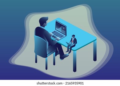 Business concept vector illustration. Efficient analysis, chart and team work