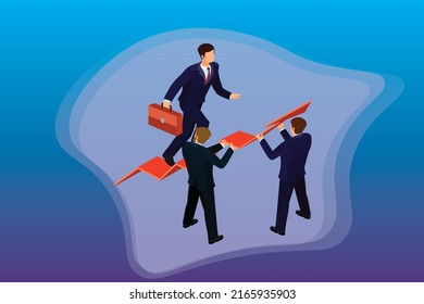 Business concept vector illustration. Efficient analysis, chart and team work