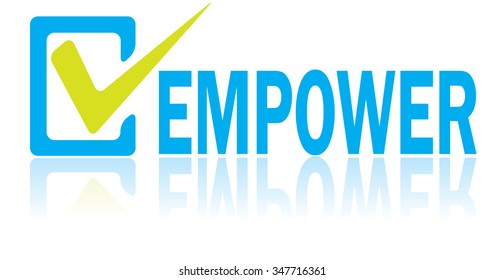 Business concept, vector illustration of Empower text with reflection isolated on white