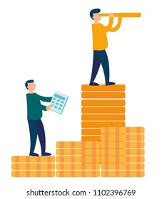 Business concept vector illustration. Flat design business people concept. Making money. Eps 10