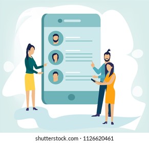 Business concept vector illustration in flat cartoon style. for web page, banner, presentation, social media, documents, cards, posters. Application form for employment.  Candidates for vacancies
