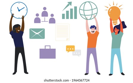 Business concept. Vector illustration flat design style. Symbol of teamwork, cooperation, partnership vector
