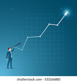 Business concept vector illustration. Growth, success, vision, business opportunities, seeing future concept. Elements are layered separately in vector file.