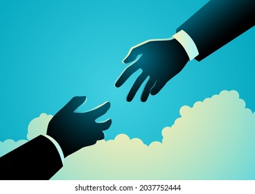 Business concept vector illustration of helping hand in business