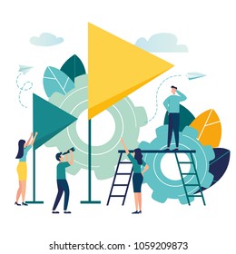 Business concept vector illustration, indicator of effectiveness, measurement of achievement and planned goal