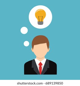 Business concept. Vector illustration. Lightbulb ideas.
