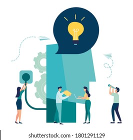 Business concept vector illustration, network connection, idea appears, symbol of creativity, creative ideas, mind, thinking