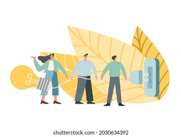 business concept vector illustration network connection creative brainstorming with charging.