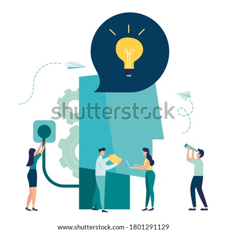 Business concept vector illustration, network connection, idea appears, symbol of creativity, creative ideas, mind, thinking