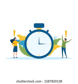 business concept vector illustration. office workers and business people working overtime at Deadline. time management flat illustration. landing page, website, homepage, banner. business flat design 