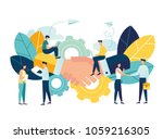 Business concept vector illustration, partnership concept, agreement of parties, hand shake, signing documents vector