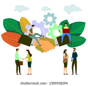 Business concept vector illustration, partnership concept, agreement of parties, hand shake.