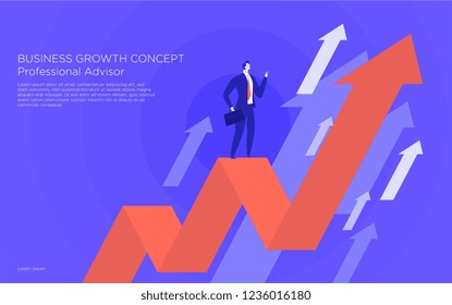 Business concept vector illustration. Searching for opportunities of growth. 