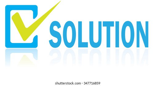 Business concept, vector illustration of Solution text with reflection isolated on white