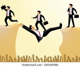 business concept vector illustration of someone's sacrifice for the success of others