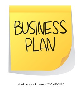 Business concept vector illustration of sticky paper with Business Plan words written on it