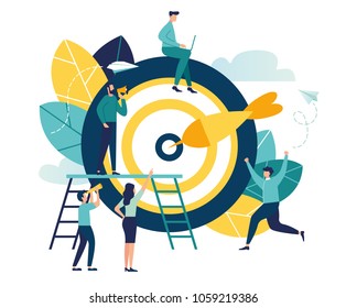 Business concept vector illustration, vector, Target with an arrow, hit the target, goal achievement